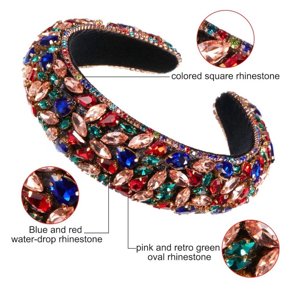 NWT Multicolo Gemstone Embellished Headband - Picture 3 of 3